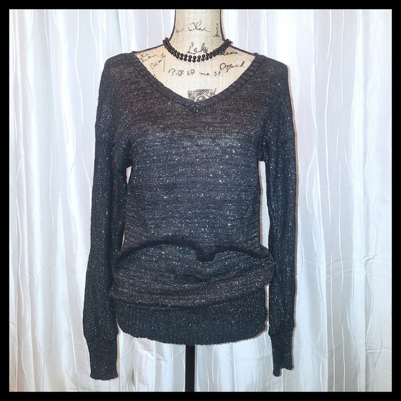 Sweaters - Ultra Soft Shimmer V-neck Sweater in Charcoal